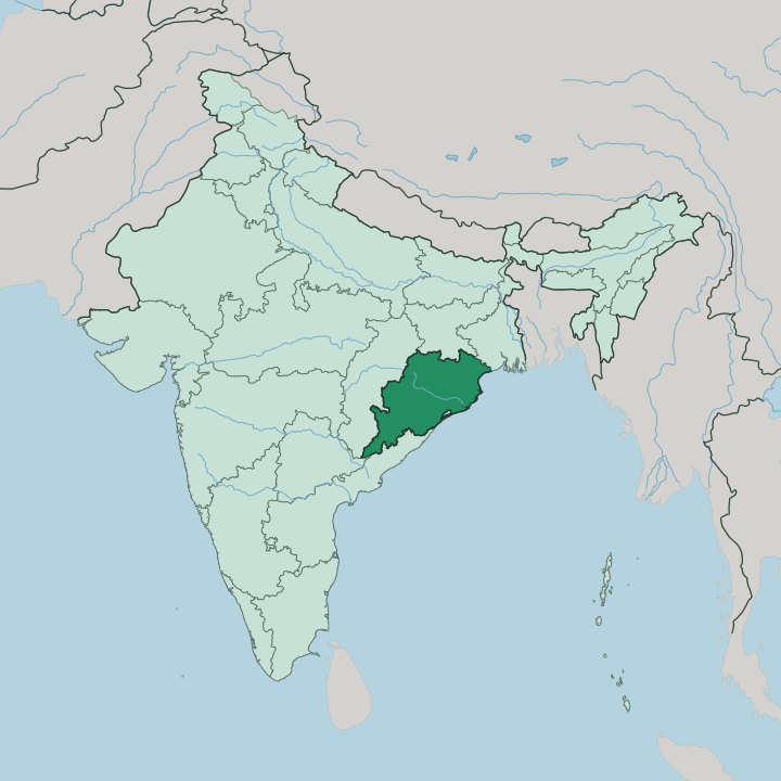 Map showing State of Odisha — In India