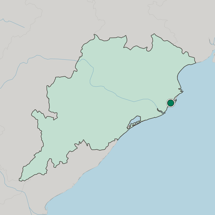 Map showing Parādīp Garh — In State of Odisha
