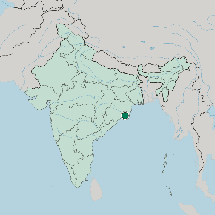 Map showing Puri — In India