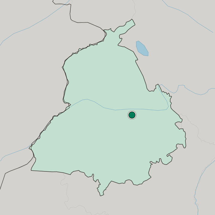 Map showing Ludhiana — In State of Punjab