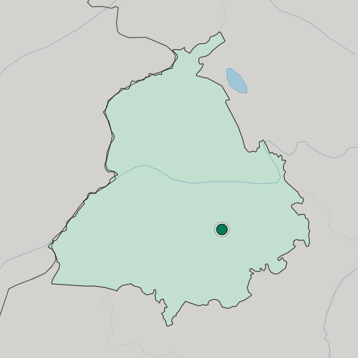Map showing Māler Kotla — In State of Punjab