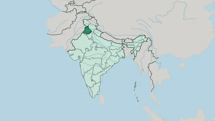 Map of State of Punjab in India