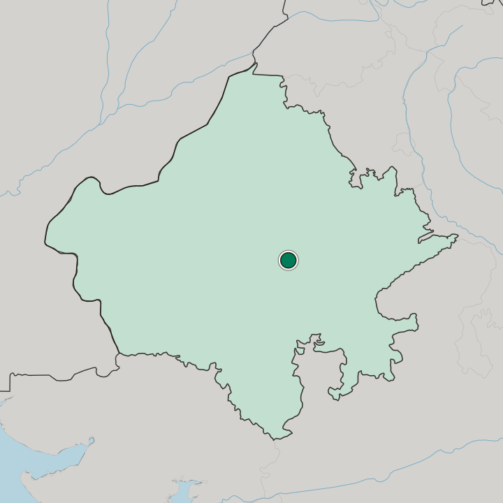 Map showing Ajmer — In State of Rājasthān