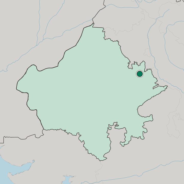 Map showing Alwar — In State of Rājasthān