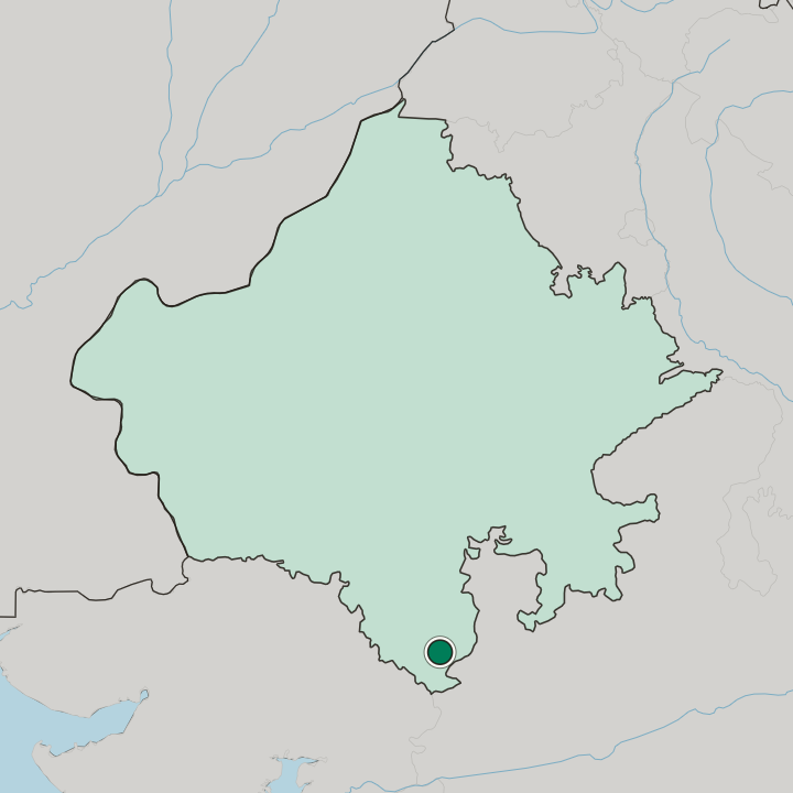 Map showing Bānswāra — In State of Rājasthān
