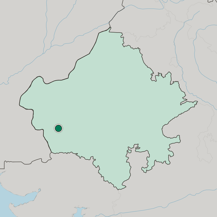 Map showing Bārmer — In State of Rājasthān