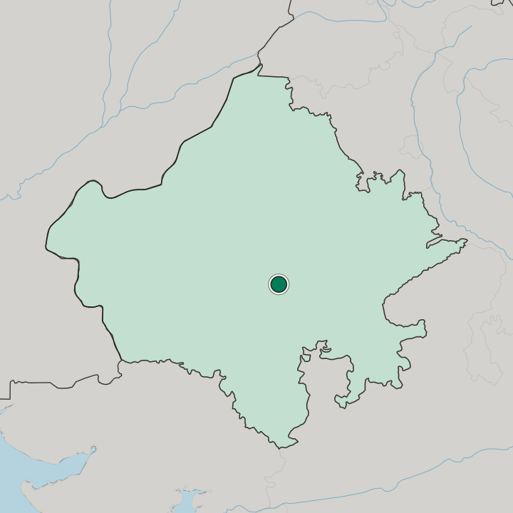 Map showing Beāwar — In State of Rājasthān