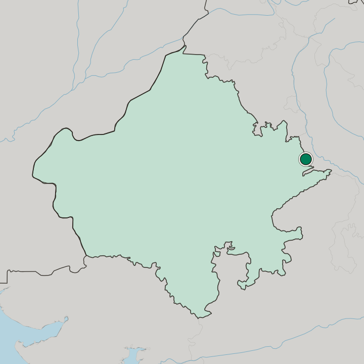 Map showing Bharatpur — In State of Rājasthān