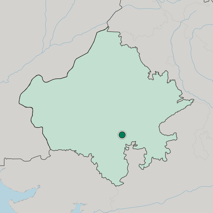 Map showing Bhilwara — In State of Rājasthān