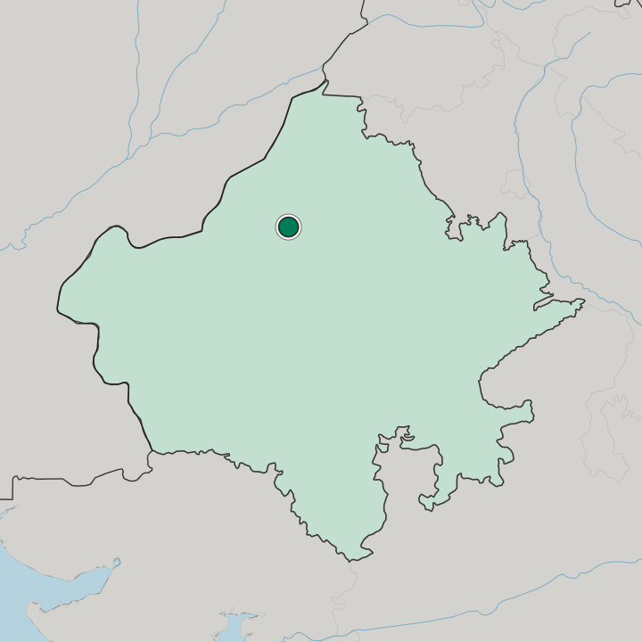 Map showing Bikaner — In State of Rājasthān