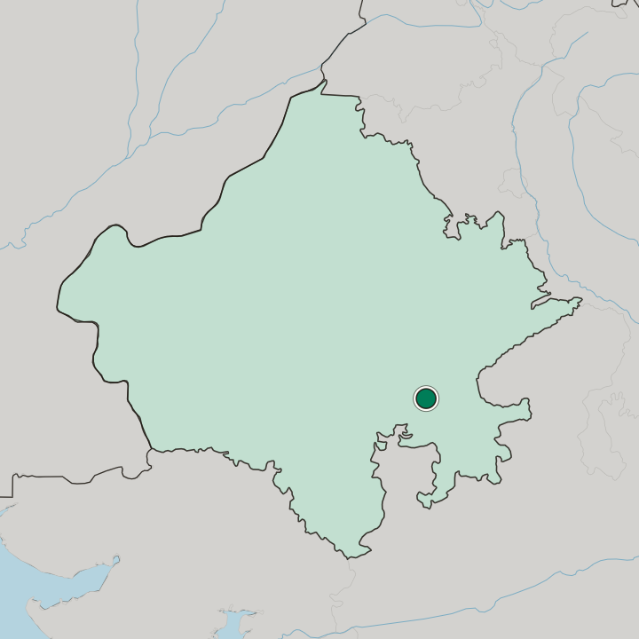 Map showing Būndi — In State of Rājasthān
