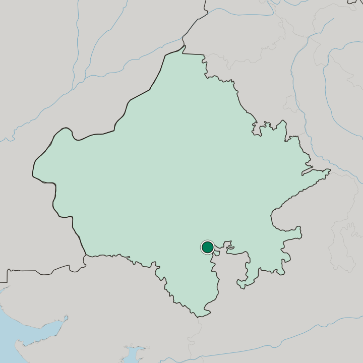 Map showing Chittorgarh — In State of Rājasthān