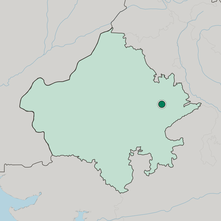 Map showing Dausa — In State of Rājasthān