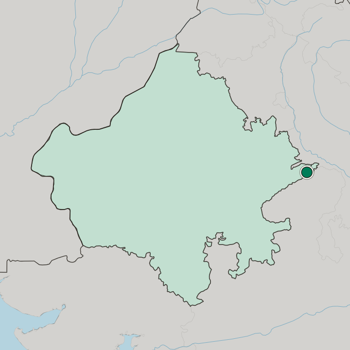 Map showing Dhaulpur — In State of Rājasthān