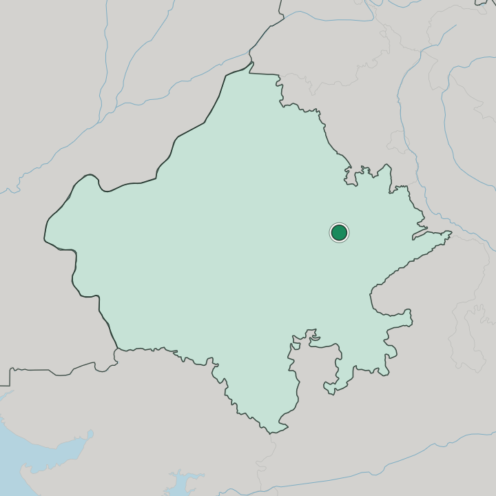 Map showing Jaipur — In State of Rājasthān