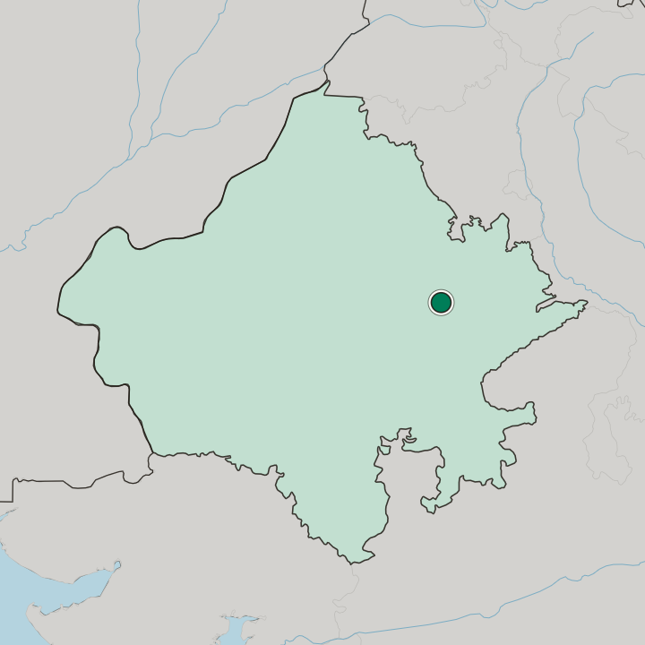 Map showing Jaipur — In State of Rājasthān