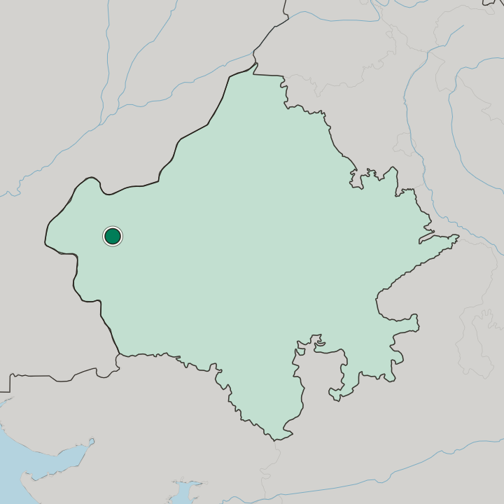 Map showing Jaisalmer — In State of Rājasthān