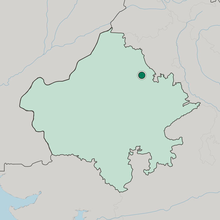 Map showing Jhunjhunūn — In State of Rājasthān