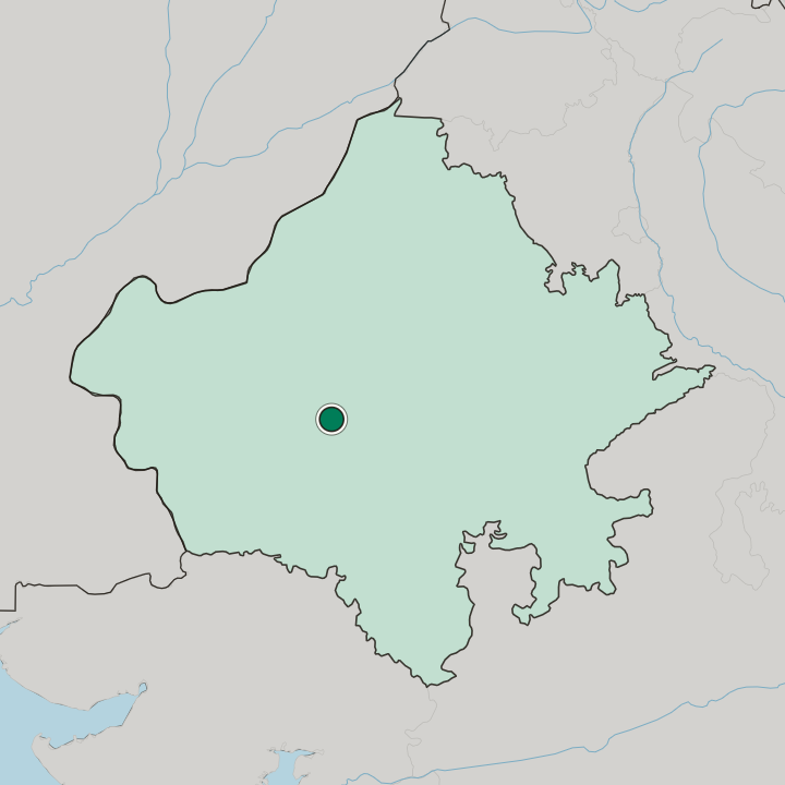 Map showing Jodhpur — In State of Rājasthān
