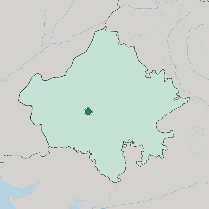 Map showing Jodhpur — In State of Rājasthān