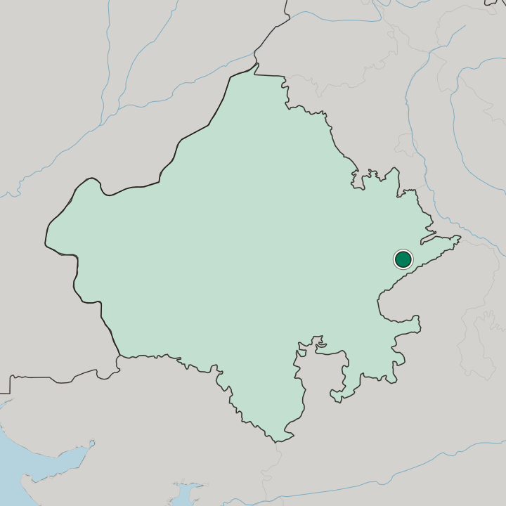 Map showing Karauli — In State of Rājasthān