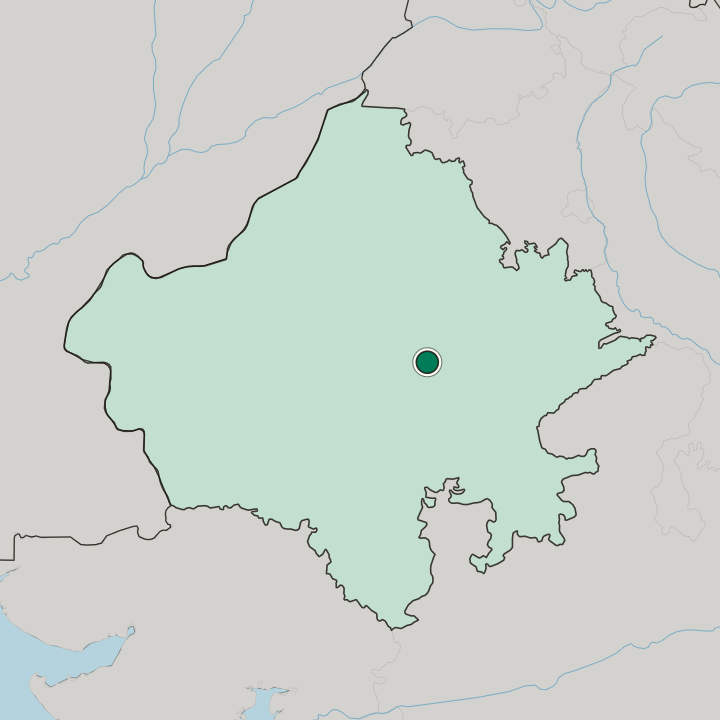 Map showing Kishangarh — In State of Rājasthān