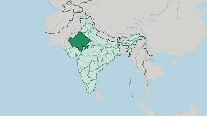 Map of State of Rājasthān in India