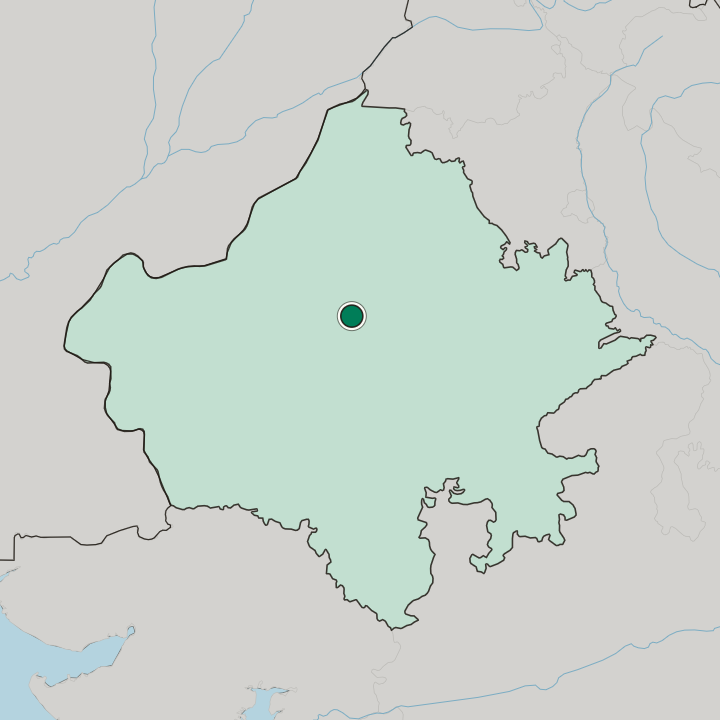 Map showing Nāgaur — In State of Rājasthān