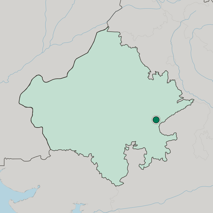 Map showing Sawai Madhopur — In State of Rājasthān