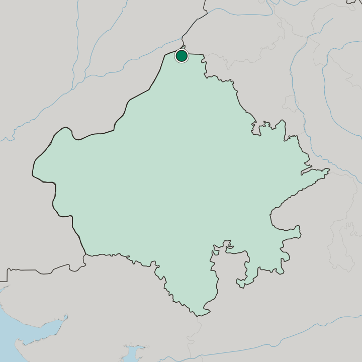 Map showing Sri Ganganagar — In State of Rājasthān