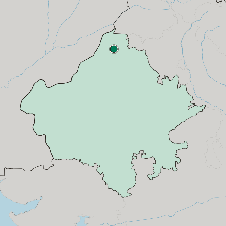 Map showing Suratgarh — In State of Rājasthān