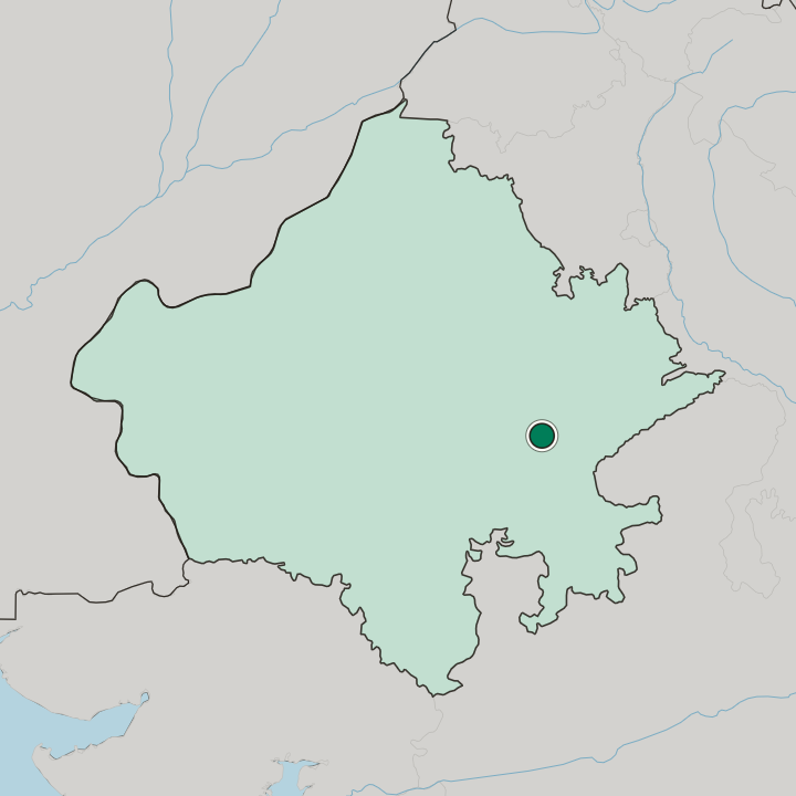 Map showing Tonk — In State of Rājasthān