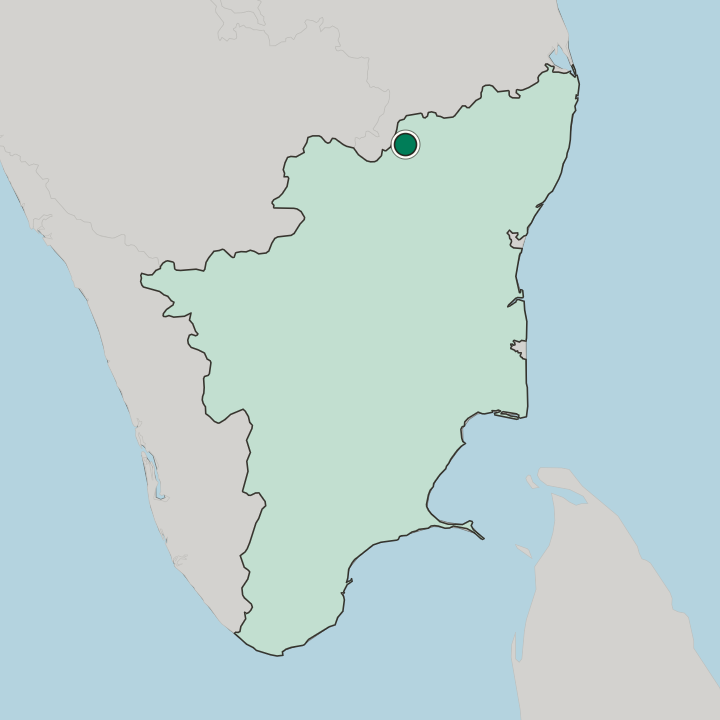 Map showing Ambur — In State of Tamil Nādu