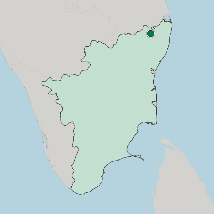 Map showing Arakkonam — In State of Tamil Nādu