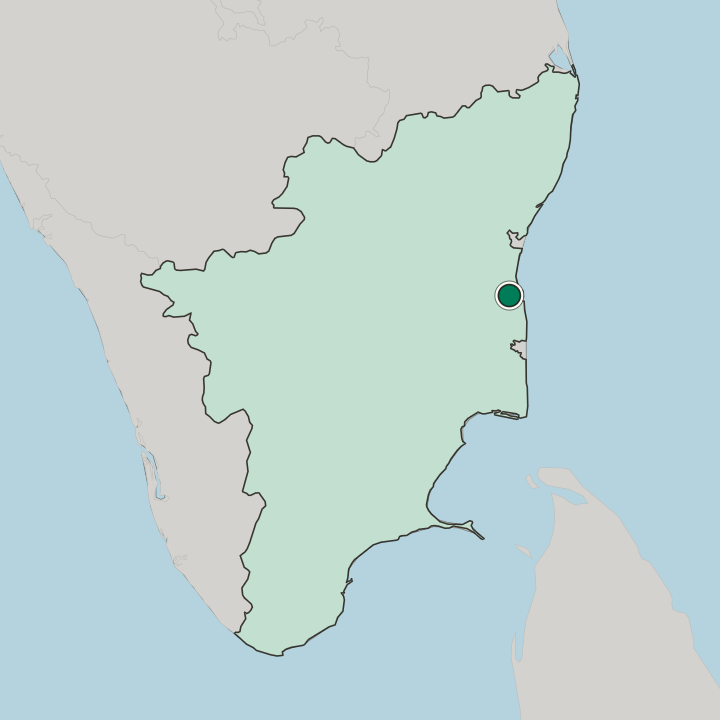 Map showing Chidambaram — In State of Tamil Nādu