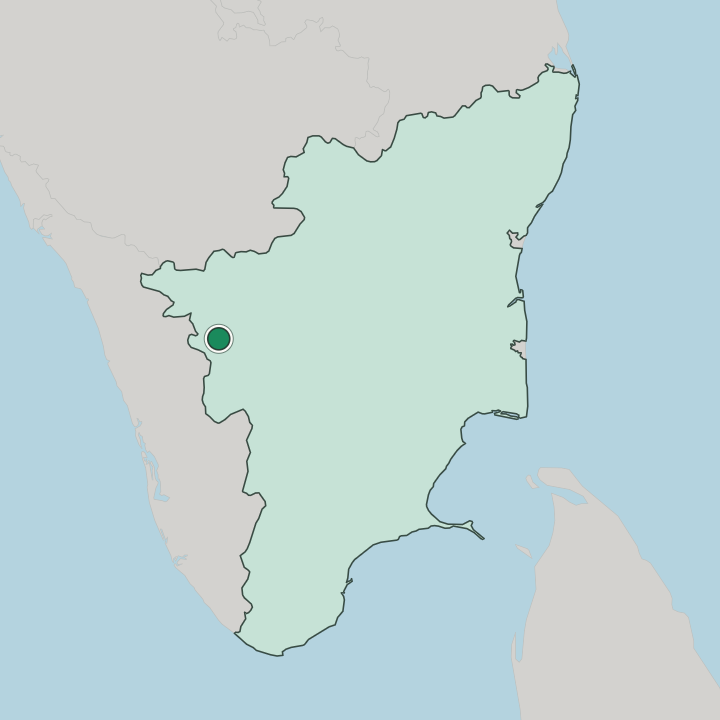 Map showing Coimbatore — In State of Tamil Nādu