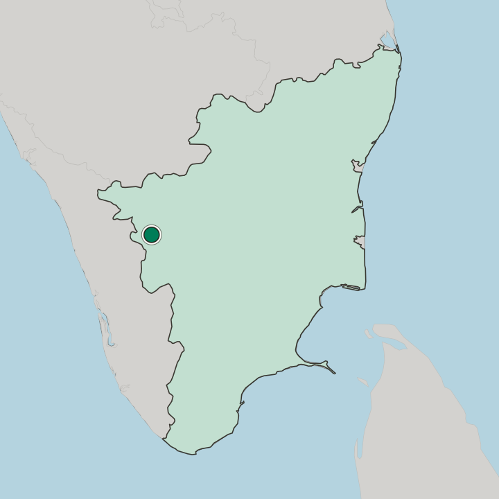 Map showing Coimbatore — In State of Tamil Nādu