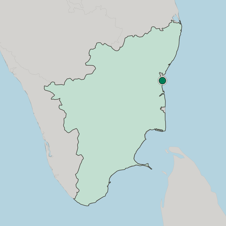 Map showing Cuddalore — In State of Tamil Nādu