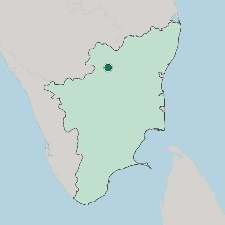 Map showing Dharmapuri — In State of Tamil Nādu