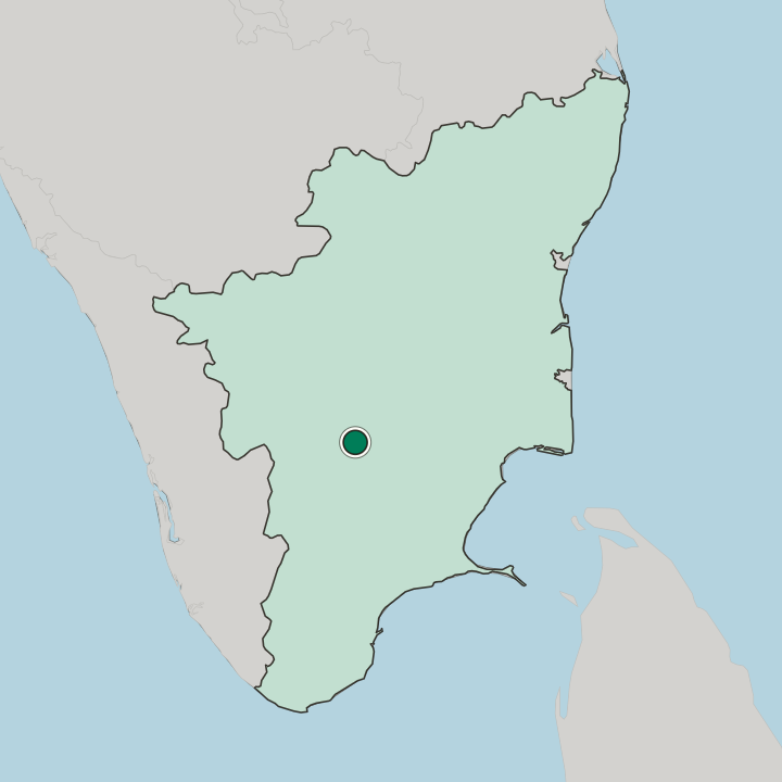 Map showing Dindigul — In State of Tamil Nādu