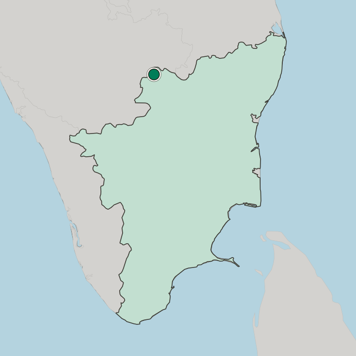 Map showing Hosūr — In State of Tamil Nādu