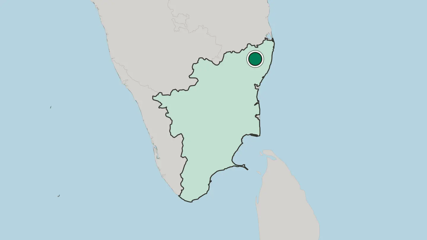 Map of Kanchipuram in India