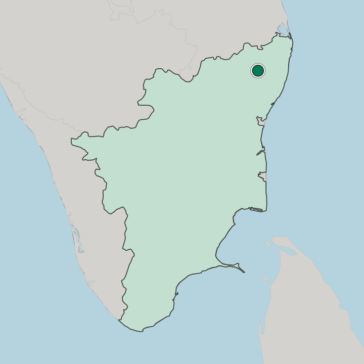 Map showing Kanchipuram — In State of Tamil Nādu