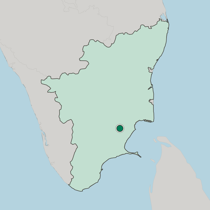 Map showing Kāraikkudi — In State of Tamil Nādu
