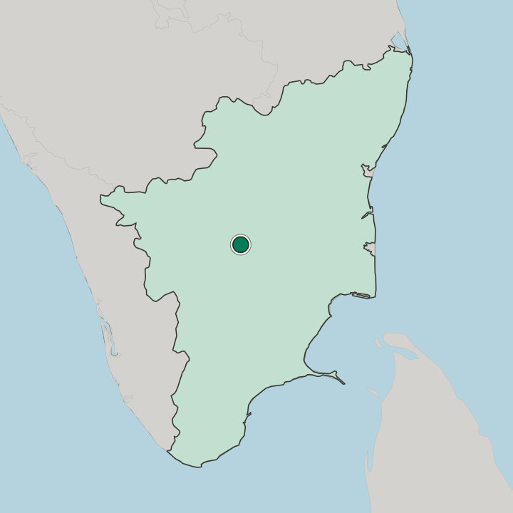 Map showing Karur — In State of Tamil Nādu
