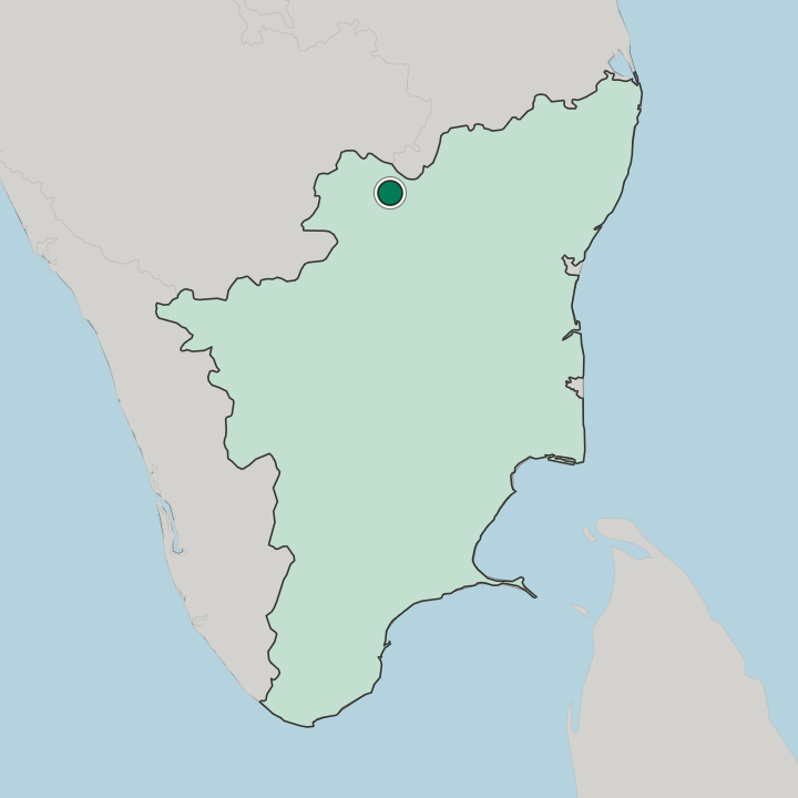 Map showing Krishnagiri — In State of Tamil Nādu