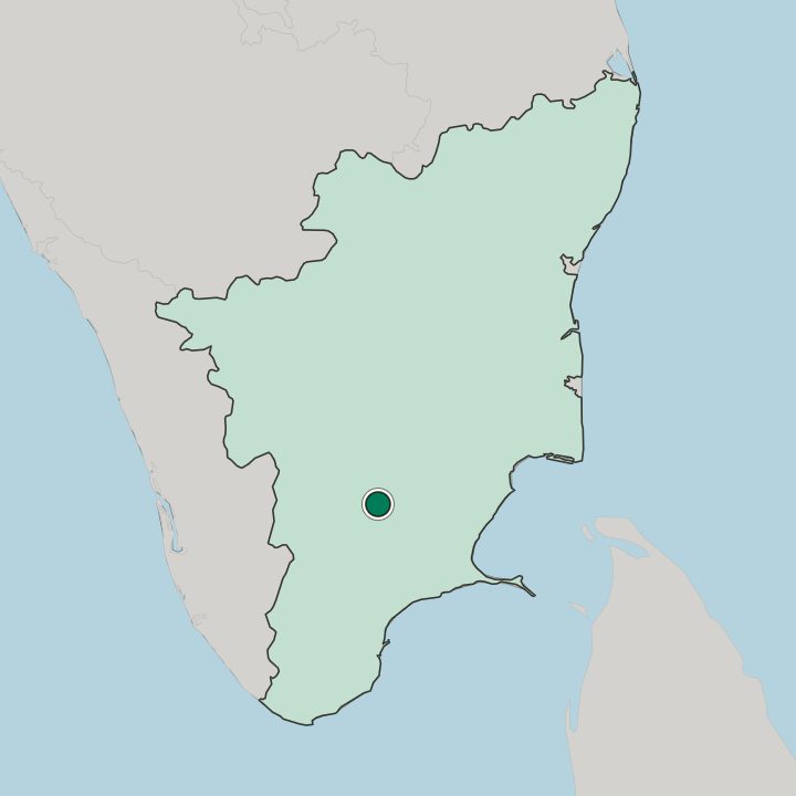Map showing Madurai — In State of Tamil Nādu