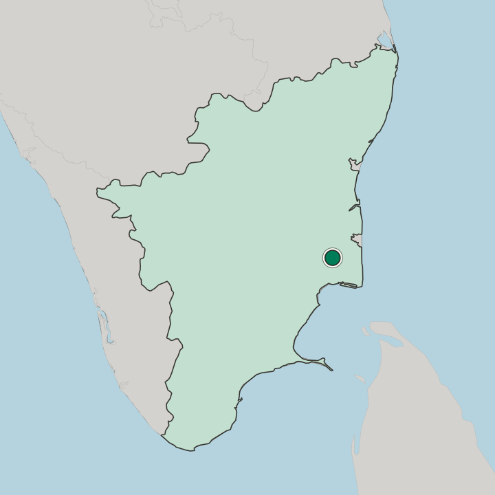 Map showing Mannargudi — In State of Tamil Nādu