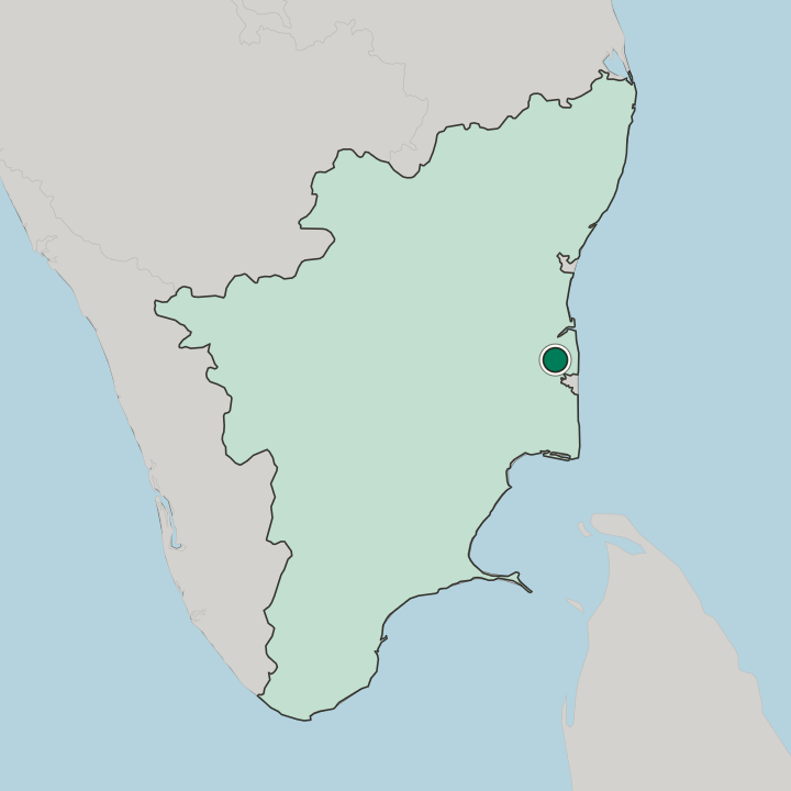 Map showing Mayiladuthurai — In State of Tamil Nādu