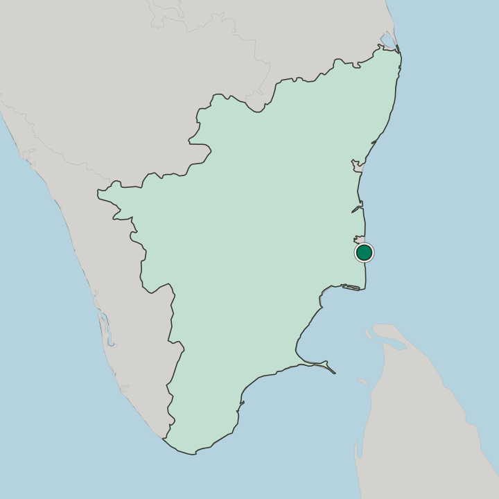 Map showing Nagapattinam — In State of Tamil Nādu